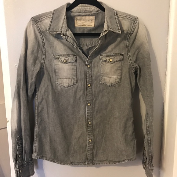 All Saints Tops - All Saints grey denim button up shirt
